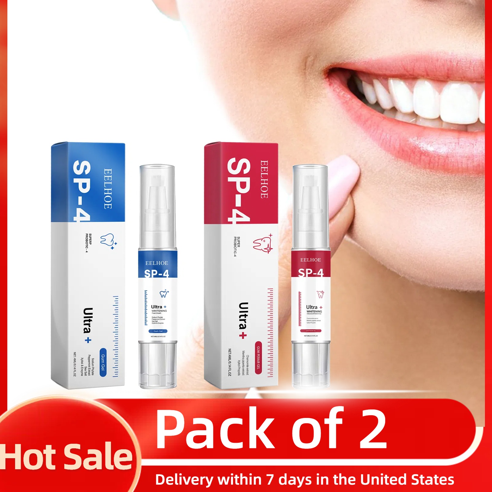 Teeth Whitening Xylitol Gum - 2pcs Gum Repair Gel Spray Deep