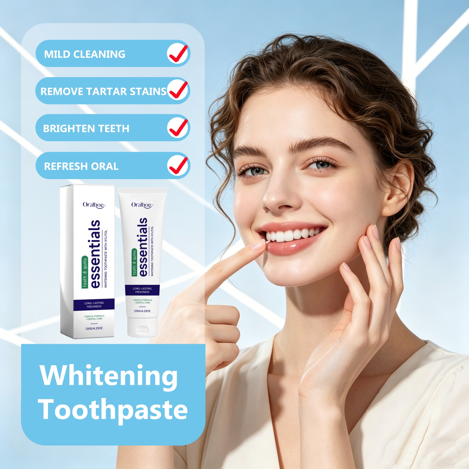 Teeth Whitening Xylitol Gum - Brightening Whitening Toothpaste Mild Formula With