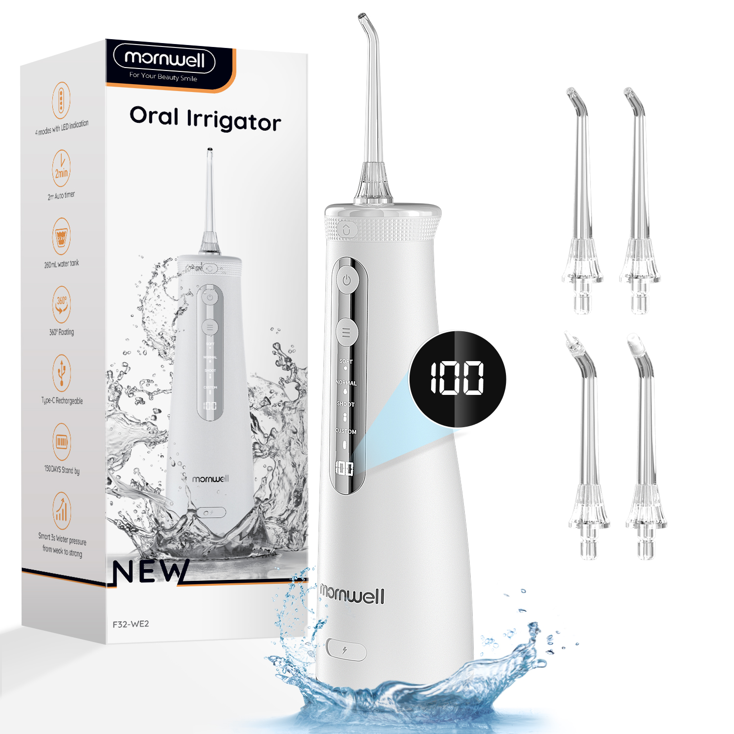 Mornwell 5032 Water Floss Soni - Teeth Whitening From Home ulasan dan harga