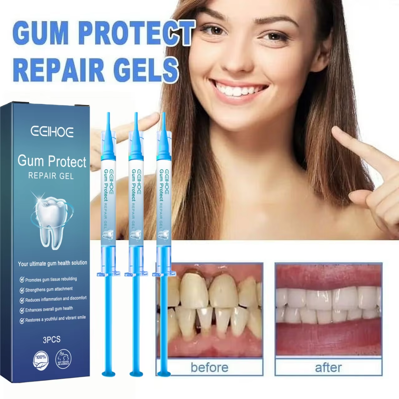 3-Pack Dental Repair Gel Relie - Teeth Whitening Uv Kit ulasan dan harga