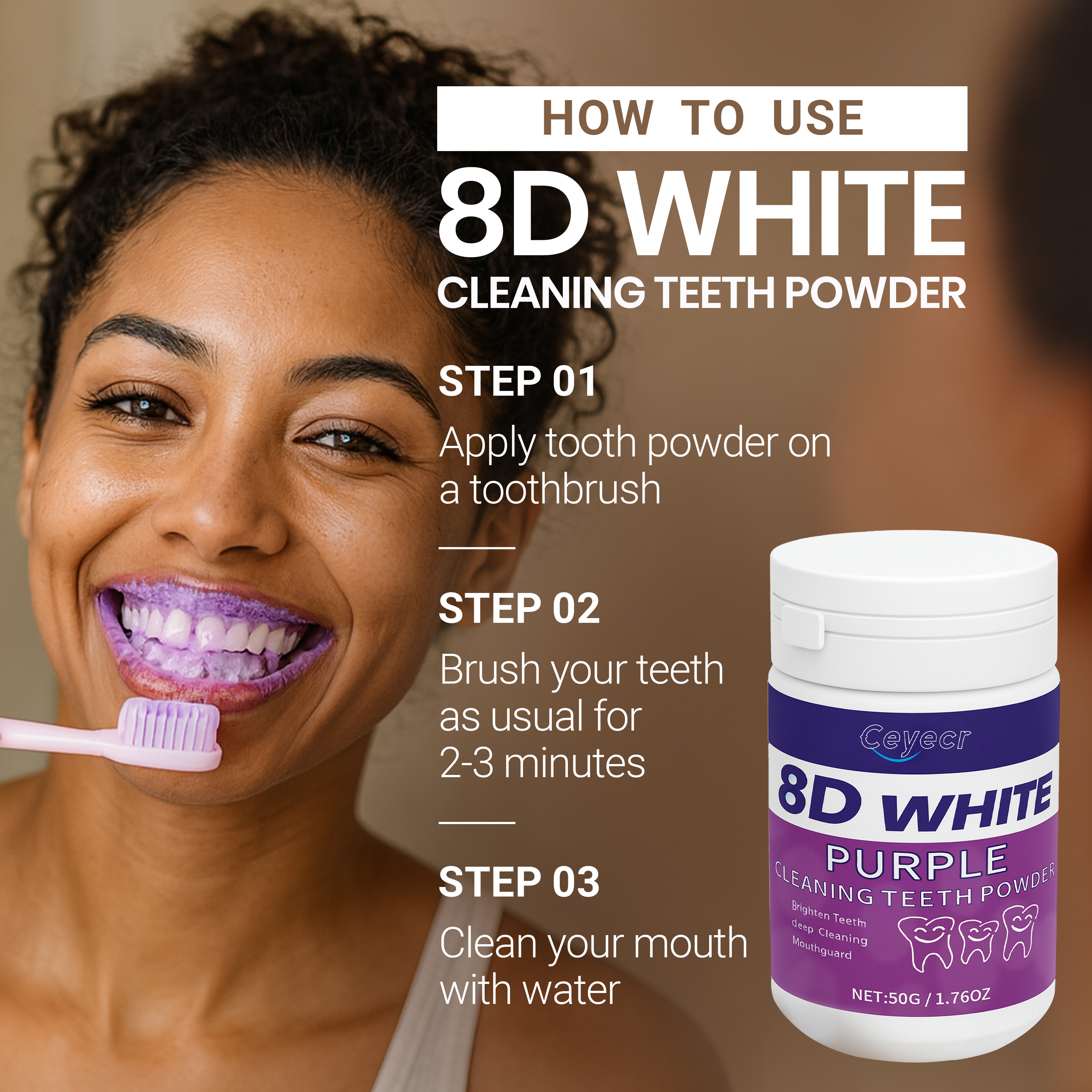 8D white Teeth Whitening Powde - Teeth Whitening From Home ulasan dan harga