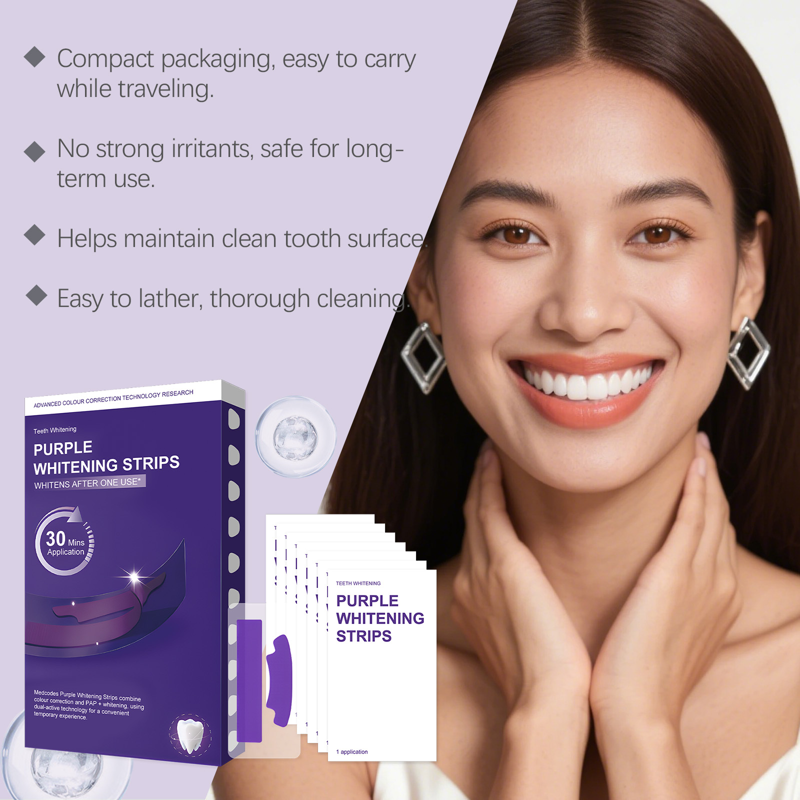 Purple Teeth Whitening Strips  - Teeth Whitening Retainer ulasan dan harga