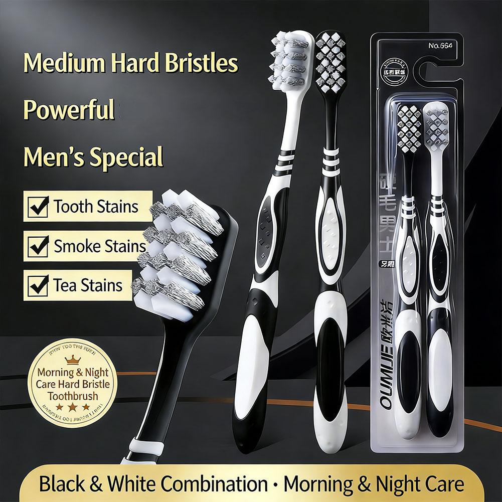 2PCS Hard Bristle Toothbrush D - Teeth Whitening And Stain Removal ulasan dan harga